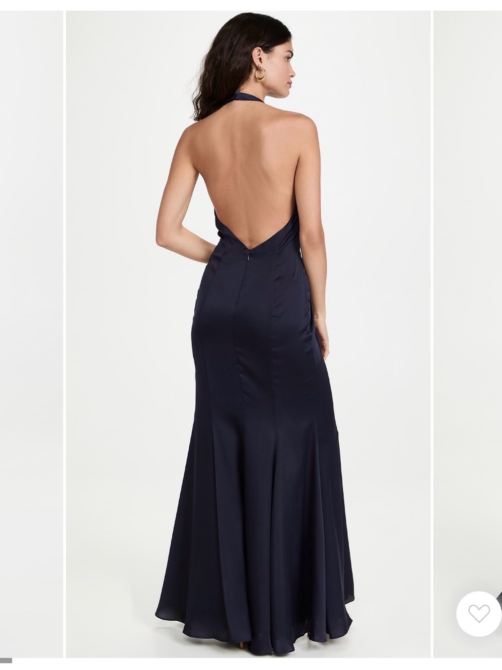 Fame and Partners Navy Halter Backless Gown